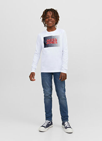 Jack & Jones Baskılı Beyaz Erkek Çocuk T-Shirt JJECORP LOGO TEE PLAY LS O-NECK NOO