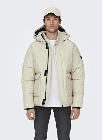 Only & Sons Krem Erkek Mont ONSCARL LIFE QUILTED JACKET NOOS OT