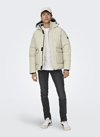 Only & Sons Krem Erkek Mont ONSCARL LIFE QUILTED JACKET NOOS OT