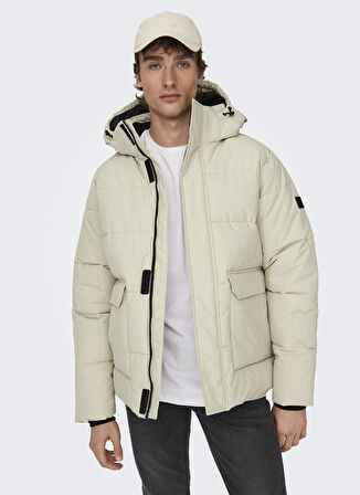 Only & Sons Krem Erkek Mont ONSCARL LIFE QUILTED JACKET NOOS OT