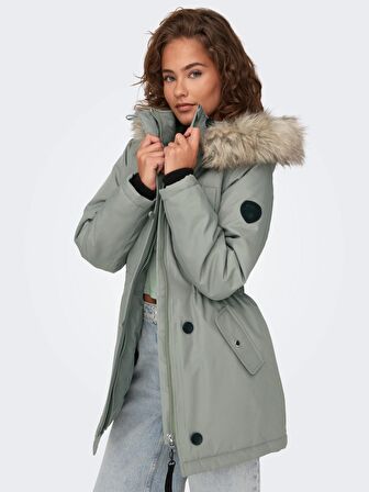 Only Kapüşonlu Yeşil Kadın Parka 15304625