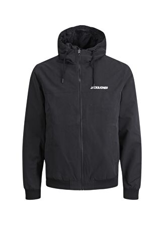 Jack & Jones Standart Siyah Erkek Ceket 12243517_JJERUSH HOOD BOMBER NOOS P