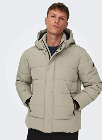 Only & Sons Açık Haki Erkek Mont ONSCAYSON PUFFA OTW NOOS