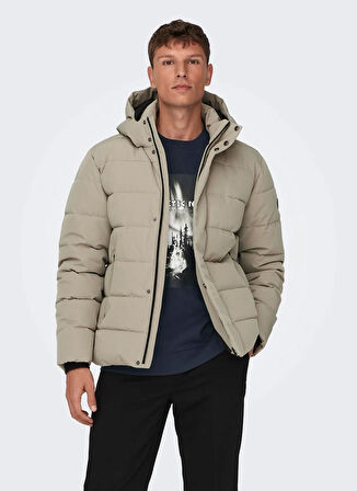 Only & Sons Açık Haki Erkek Mont ONSCAYSON PUFFA OTW NOOS
