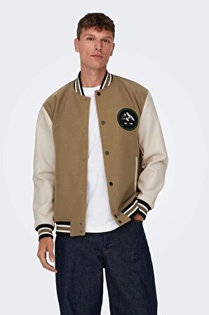 ONLY & SONS ONSJASON VARSITY JACKET OTW ACIK KAHVE