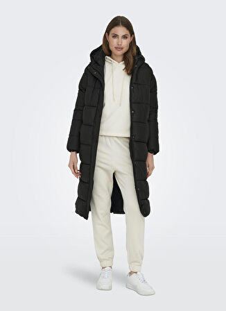 Only Siyah Kadın Kaban ONLCAMMIE LONG QUILTED COAT CC OTW
