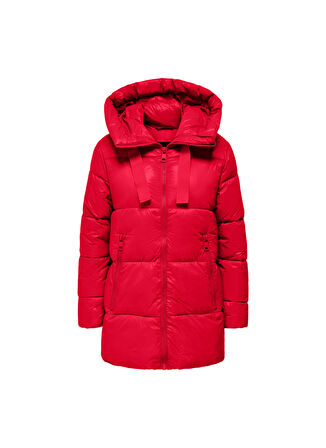 Only Açık Kırmızı Kadın Mont ONLNEWSCARLETT HOOD PUFFER CC OTW