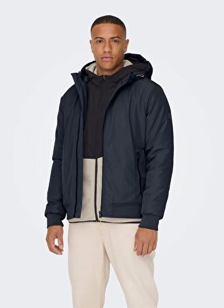 Only & Sons Lacivert Erkek Mont ONSMAZE HOOD JACKET OTW