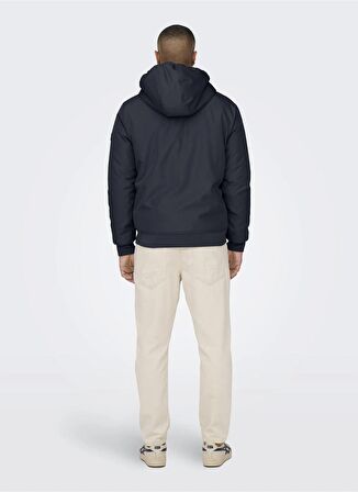 Only & Sons Lacivert Erkek Mont ONSMAZE HOOD JACKET OTW