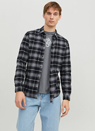 Jack & Jones Slim Fit Açık Mavi Erkek Gömlek 12237039_JJPLAIN FALL CHECK SHIRT L