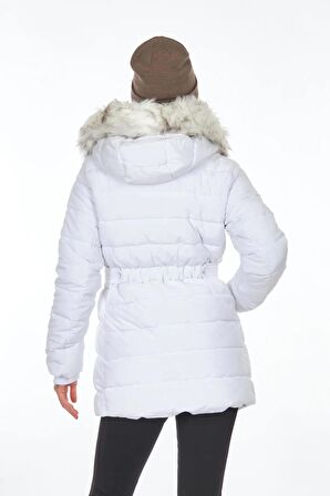 ONLY ONLNEWCAMILLA QUILT FUR HOOD COAT CC OTW P.BEYAZ