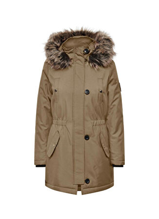 Only Açık Kahve Kadın Kaban ONLIRIS FUR WINTER PARKA CC 2023 OT