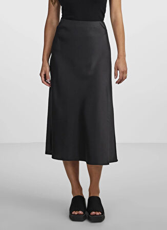 Yas Yüksek Bel Siyah Kadın Düz Uzun Etek YASPELLA HW MIDI SKIRT S. NOOS