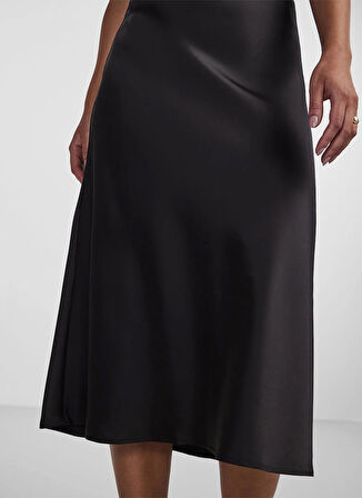 Yas Yüksek Bel Siyah Kadın Düz Uzun Etek YASPELLA HW MIDI SKIRT S. NOOS