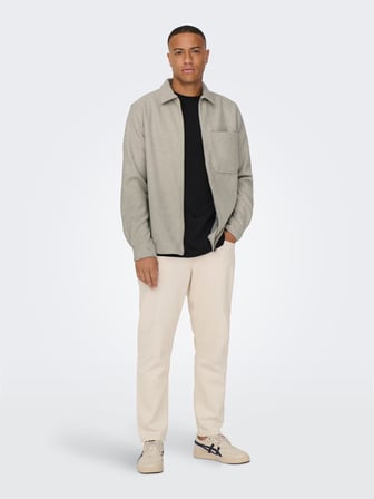 ONSDAL OVR ZIP LS SHIRT Erkek Gri UK Gömlek - 22026312