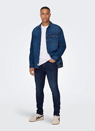 Only & Sons Normal Bel Dar İndigo Erkek Denim Pantolon ONSLOOM SLIM DB 6749 MAT DNM NOOS