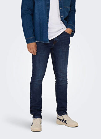 Only & Sons Normal Bel Dar İndigo Erkek Denim Pantolon ONSLOOM SLIM DB 6749 MAT DNM NOOS