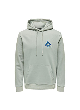 Only & Sons Kapüşon Yaka Mavi Erkek Sweatshırt 22026412_ONSCARL REG MOUNTAIN SWEAT