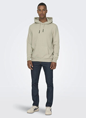 Only & Sons Kapüşon Yaka Ekru Erkek Sweatshırt ONSCERES HOODIE SWEAT NOOS