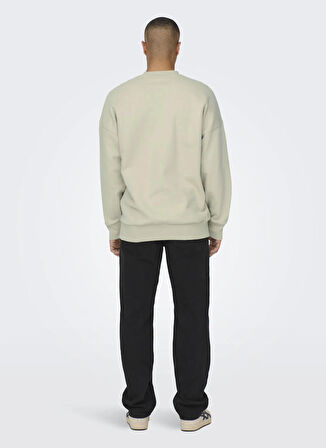 Only & Sons O Yaka Ekru Erkek Sweatshırt ONSDAN LIFE RLX HEAVY SWEAT CREW