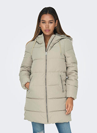 Only Açık Kahve Kadın Kaban ONLDOLLY LONG PUFFER COAT OTW NOOS