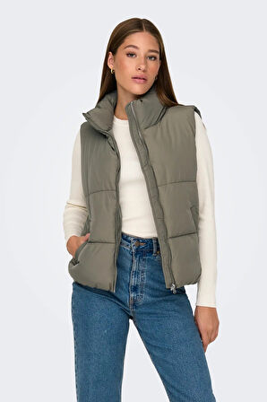 JDY Kadın Jdynewerıca Dik Yaka Çift Cepli Şişme Yelek 15234210 Haki