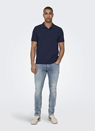 Only & Sons Normal Bel Dar Mavi - Buz Erkek Denim Pantolon ONSLOOM SLIM ONE LBD 7651 PIM DNM V