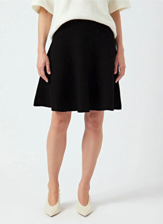 Yas Lastikli Bel Siyah Kadın Düz Kısa Etek YASFONNY HW KNIT SKIRT S. NOOS