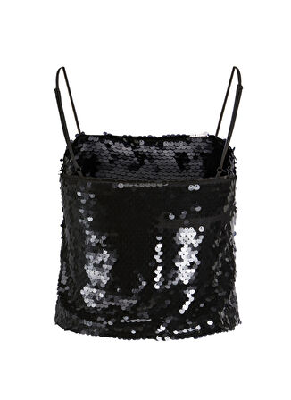 JJXX Payetli Siyah Kadın Büstiyer JXAVA SEQUIN STRAP CROP TOP WVN