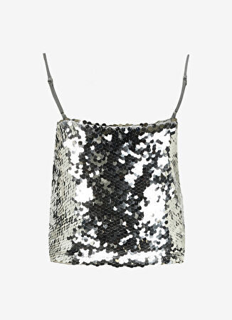 JJXX Payetli Gümüş Kadın Büstiyer JXAVA SEQUIN STRAP CROP TOP WVN