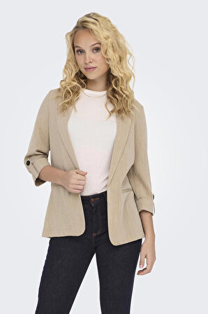 Only Kadın Onlmarsa Ön Cep Detaylı Uzun Rahat Kalıp Ceket 15308084 Bej