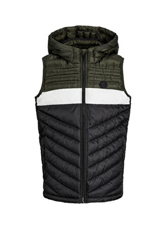 Jack & Jones Haki Erkek Çocuk Kapüşonlu Kolsuz Düz Yelek JJEHERO BODYWARMER HOOD NOOS JNR