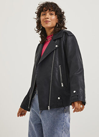 JJXX Siyah Kadın Ceket JXLUCY OVERSIZE BIKER JACKET OTW