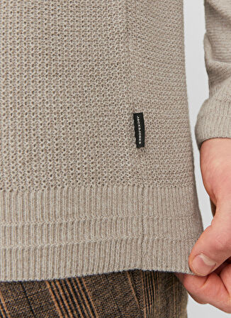 Jack & Jones Bisiklet Yaka Standart Taş Erkek Kazak 12240711_JPRBLAANDERSON KNIT STRUCT
