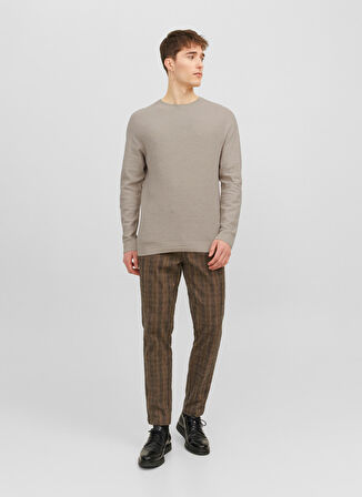 Jack & Jones Bisiklet Yaka Standart Taş Erkek Kazak 12240711_JPRBLAANDERSON KNIT STRUCT