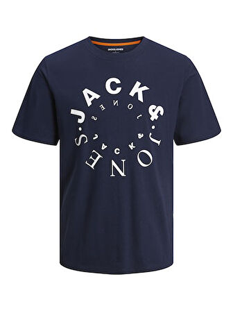 Jack Jones Erkek Jjwarrior  Bisiklet Yaka Lacivert Tişört 12242554