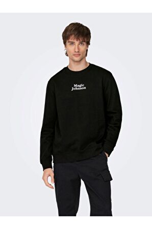 22027894 Only & Sons Onscelebrıty Reg Crew Neck Swt Erkek Sweat Black