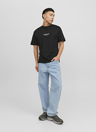 Jack & Jones Yuvarlak Yaka Siyah Erkek T-Shirt 12240121_JORVESTERBRO TEE SS CREW N