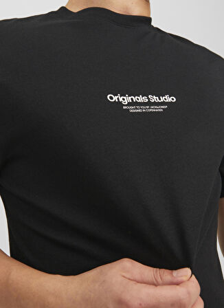 Jack & Jones Yuvarlak Yaka Siyah Erkek T-Shirt 12240121_JORVESTERBRO TEE SS CREW N