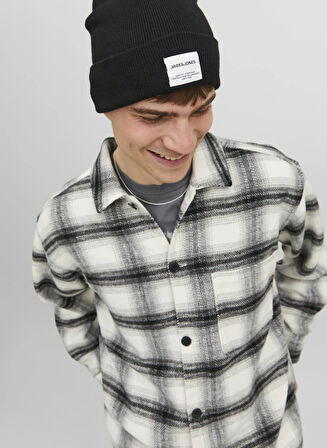 Jack & Jones Relaxed Kırık Beyaz Çizgili Erkek Gömlek JORZAC CHECK OVERSHIRT LS SN