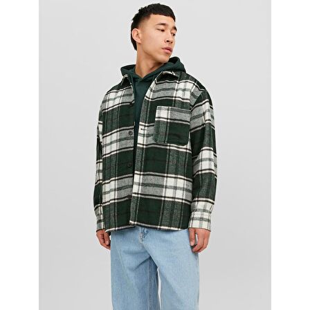 Jack&Jones Rahat Kesim Koyu Yeşil Erkek Gömlek 12239303