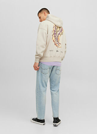 Jack & Jones Kapüşon Yaka Krem Erkek Sweatshırt 12244773_JORGRACIA GRAPHIC SWEAT HO