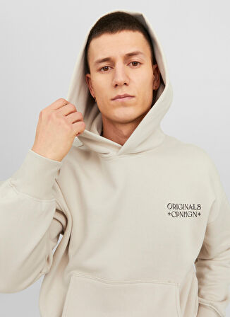 Jack & Jones Kapüşon Yaka Krem Erkek Sweatshırt 12244773_JORGRACIA GRAPHIC SWEAT HO