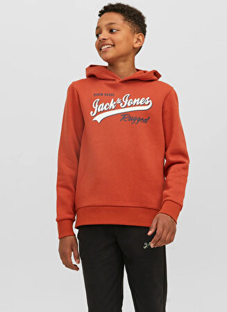 Jack & Jones Baskılı Erkek Çocuk Kırmızı Sweatshırt JJELOGO SWEAT HOOD 2 COL 22/23 NOOS