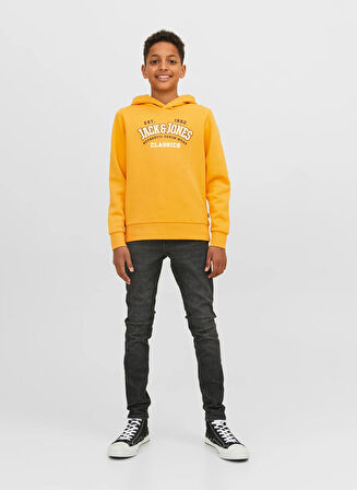 Jack & Jones Baskılı Erkek Çocuk Sarı Sweatshırt JJELOGO SWEAT HOOD 2 COL 22/23 NOOS