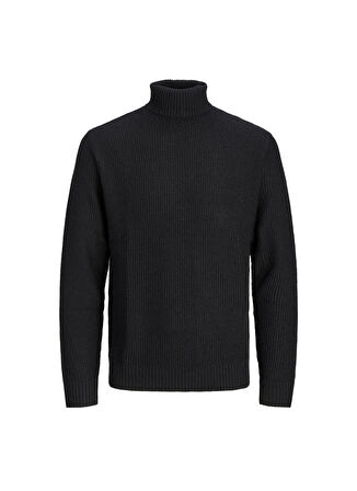 Jack & Jones Dik Yaka Standart Siyah Erkek Kazak 12243119_JORKYLE KNIT ROLL NECK