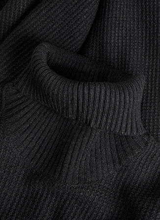 Jack & Jones Dik Yaka Standart Siyah Erkek Kazak 12243119_JORKYLE KNIT ROLL NECK