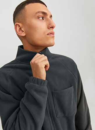 Jack & Jones Kapüşon Yaka Gri Erkek Sweatshırt 12241924_JPRBLURANGER SWEAT ZIP HIG