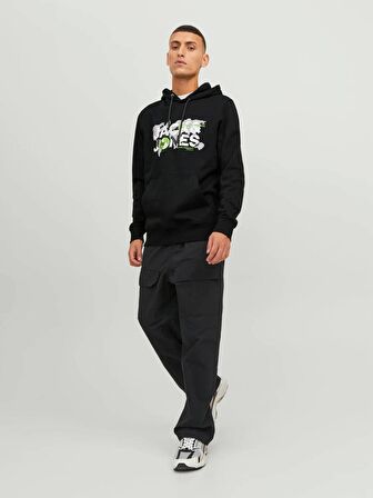 12240214 Jack & Jones Jcodust Sweat Hood Sn Erkek Sweat Black