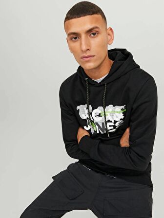 12240214 Jack & Jones Jcodust Sweat Hood Sn Erkek Sweat Black